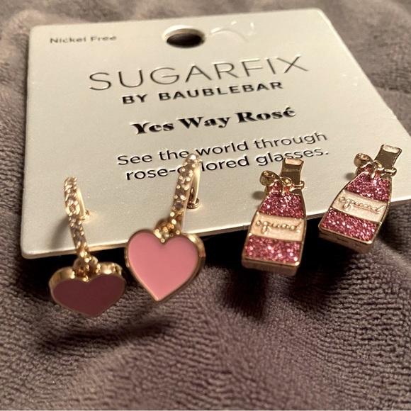 BaubleBar Jewelry - Cute heart and champagne small hoop earrings- NWT